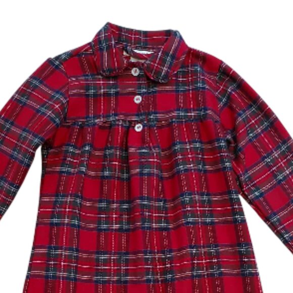Pottery Barn Kids Red Plaid Flannel Nightgown Size 3T - Picture 2 of 5